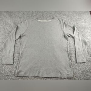 Isaac Mizrahi Light Gray Long Sleeve Crew Tee Cotton